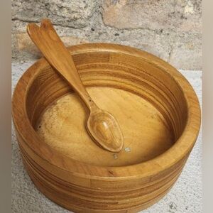 Wooden Bowl and Spoon Set handmade